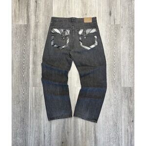 Vintage 90s Red Ape Black Plaid Detailed Baggy Denim Jeans Size 34